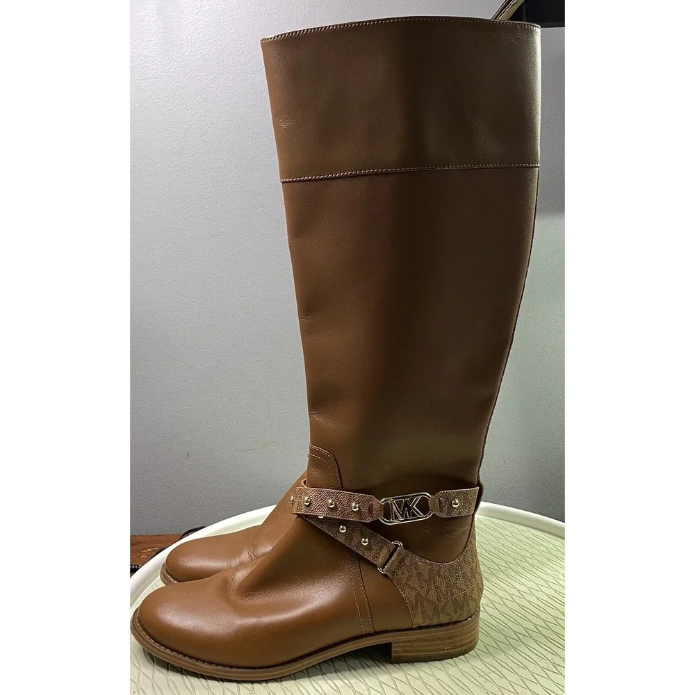 MICHAEL KORS Women's Leather Kincaid Brown Tall Riding Boot Sz. 7 M EUC $225MSP